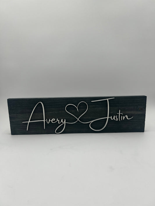 Couple's wood sign