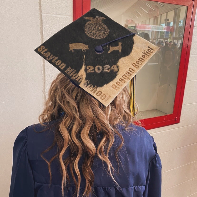 Cowhide Engraved Grad Cap