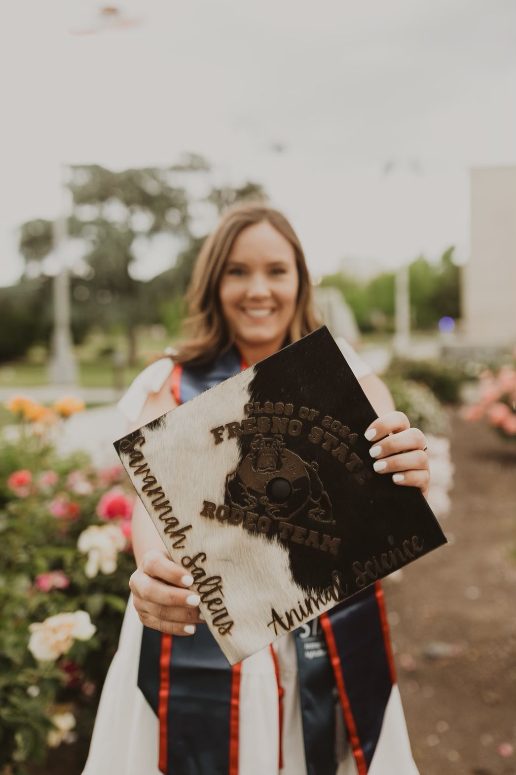 Cowhide Engraved Grad Cap