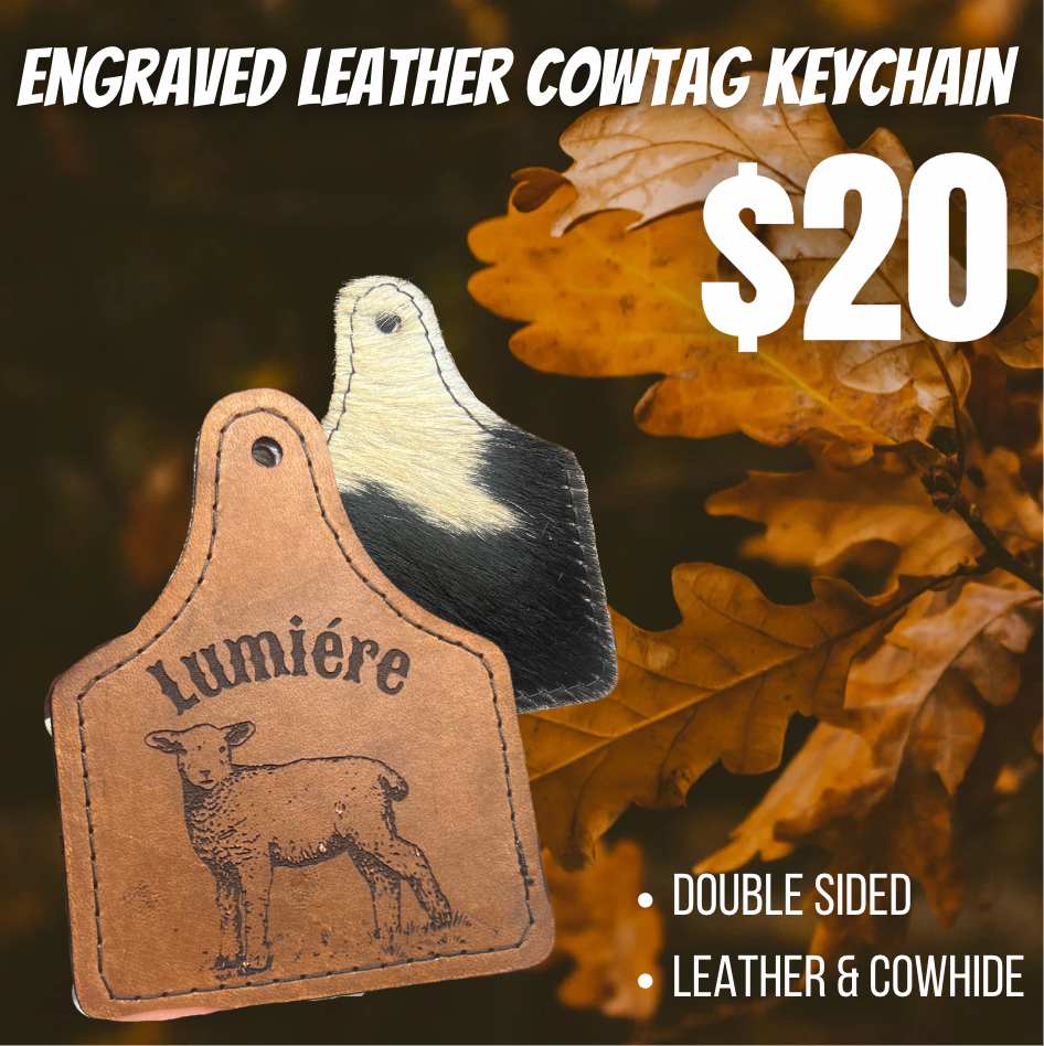 Engraved Leather & Cowhide Keychain