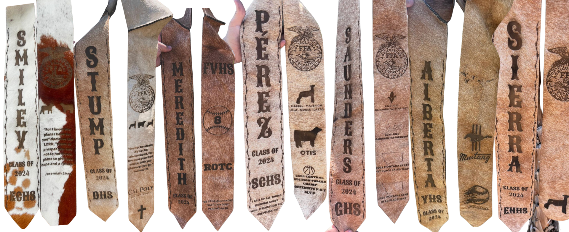 CUSTOM COWHIDE GRAD STOLES